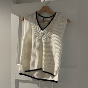 White V-Neck Sleeveless Sweater